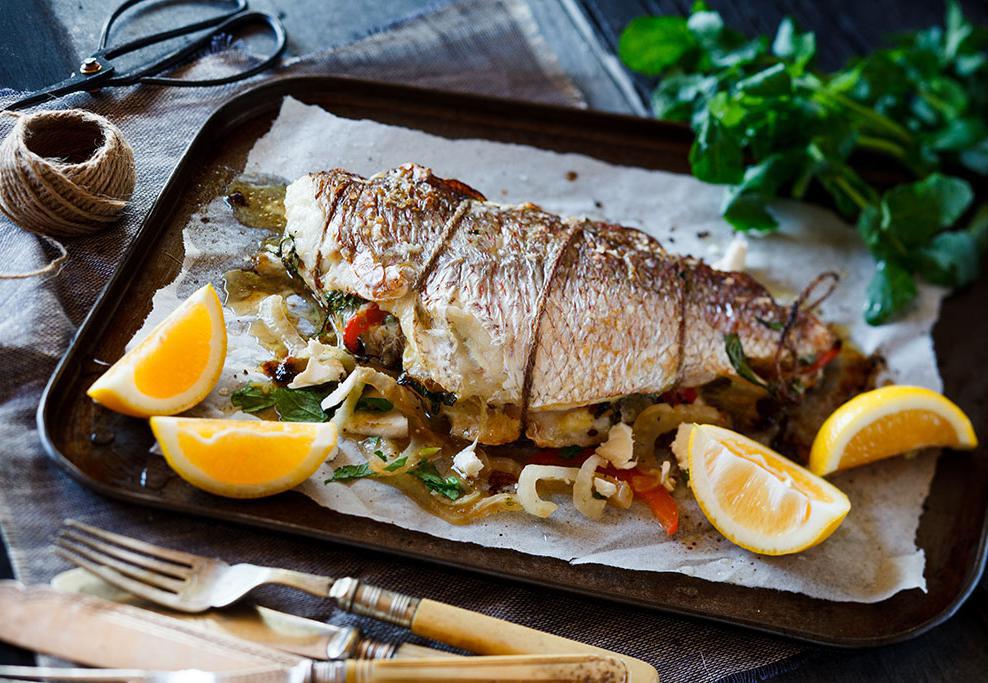Baked Fish with Fennel, Peppers and Feta Recipe - Viva