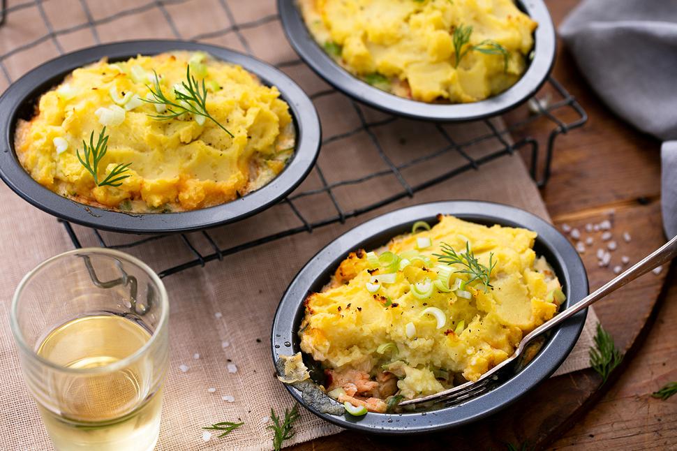 Fish Pies Topped With Creamy Kumara Mash - Viva