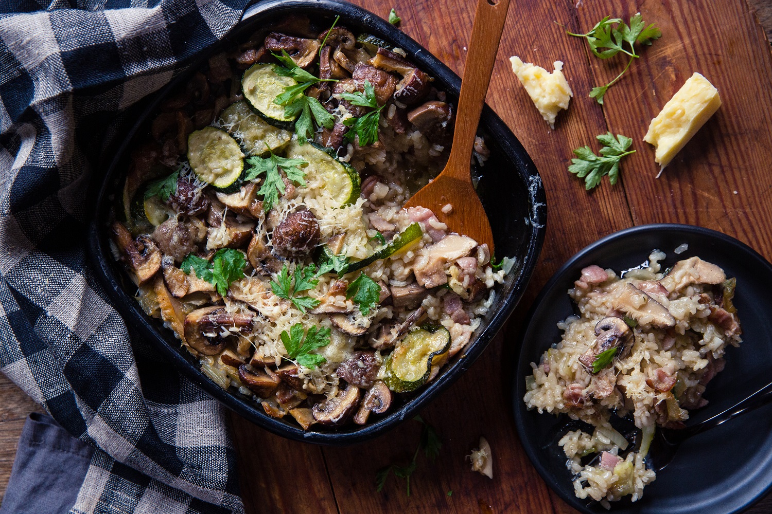 Oven Baked Risotto With Bacon Mushroom Viva