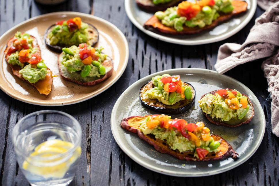 Vegan Bruschetta With Avocado Edamame Mash Viva