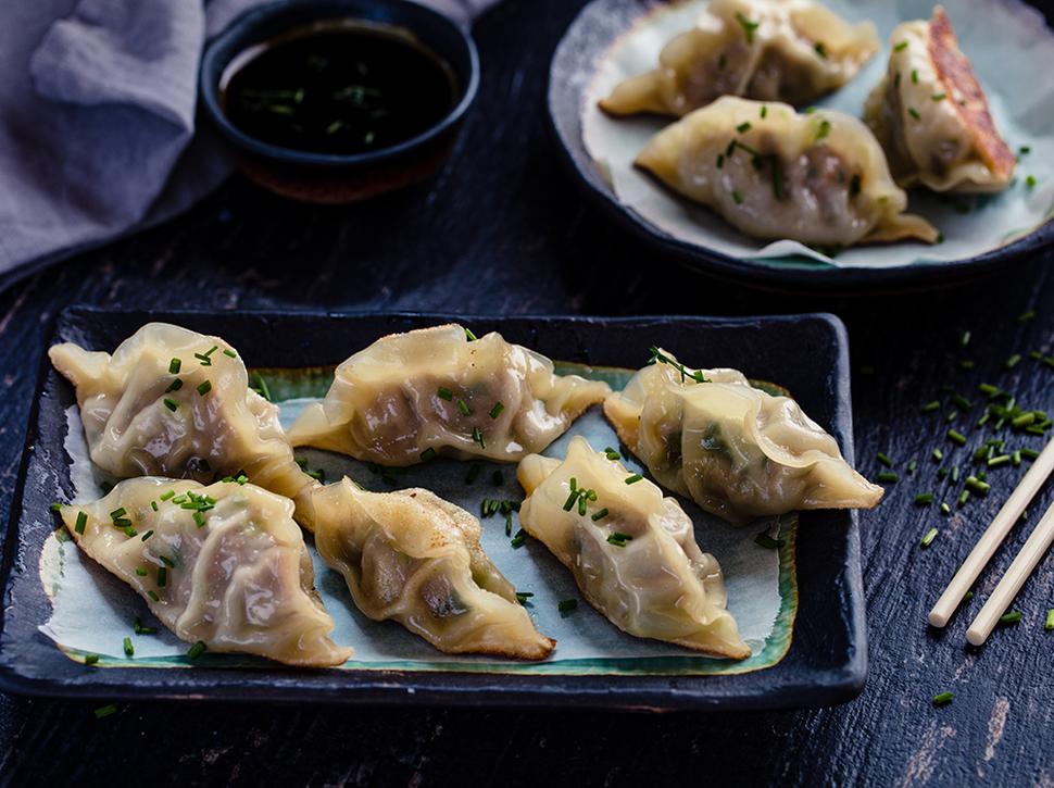 Pork & Chive Dumplings With Chilli Ginger Dipping Sauce - Viva