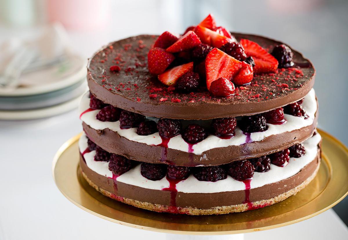 The Raw Kitchen S Chocolate Vanilla Bean And Boysenberry Gateau Recipe Viva
