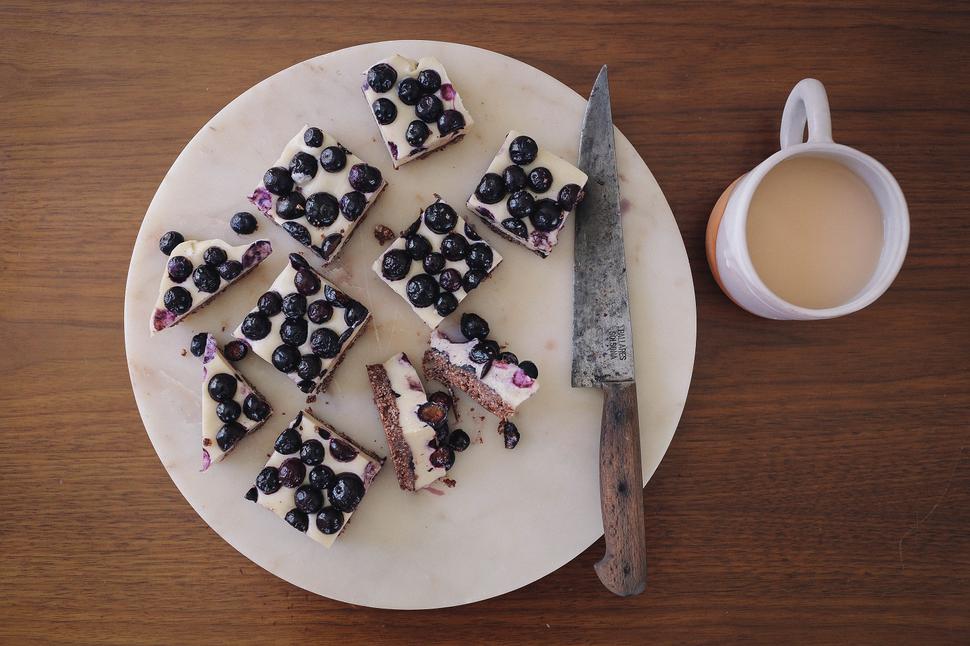 Vegan Coconut Tahini Slice With Blueberries - Viva