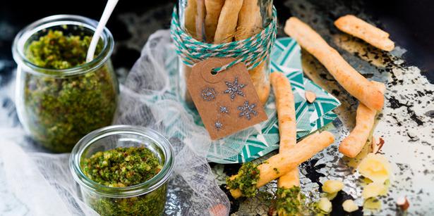 Recipe: Fennel and paprika grissini with parsley and almond pesto - Viva