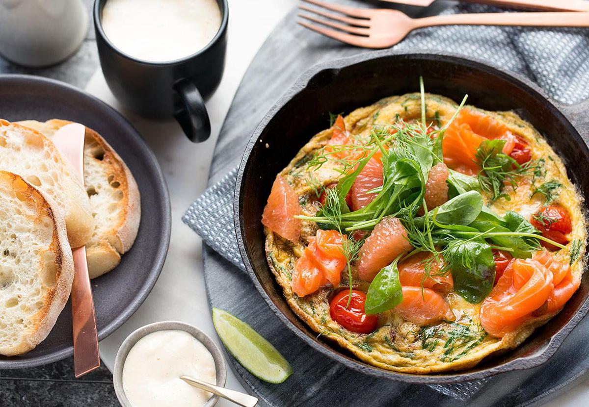 Open Salmon and Herb Omelette Recipe - Viva